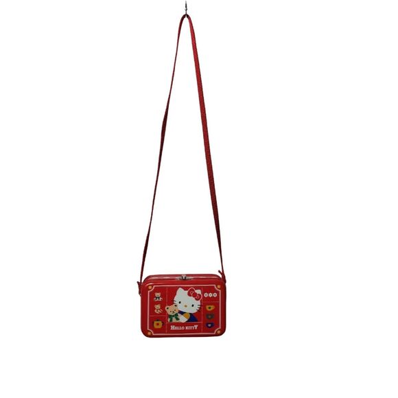 Vintage Hello Kitty Tin Purse Bag 1996 Red Sanrio Teddy Bear Strap Made in Korea - Picture 5 of 7